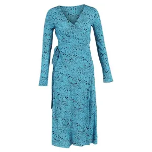 Diane Von Furstenberg Midi Wrap Dress in Turquoise Silk