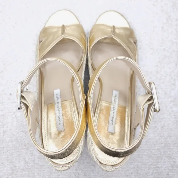 Diane Von Furstenberg Sudan Patent Leather Espadrille Wedge US 9.5 M