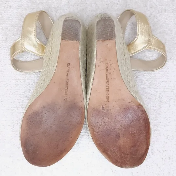 Diane Von Furstenberg Sudan Patent Leather Espadrille Wedge US 9.5 M
