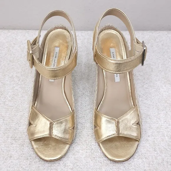 Diane Von Furstenberg Sudan Patent Leather Espadrille Wedge US 9.5 M