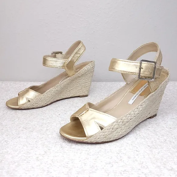 Diane Von Furstenberg Sudan Patent Leather Espadrille Wedge US 9.5 M