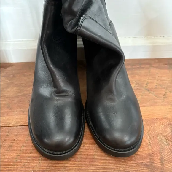 Diba Black Leather Pull-On Boots | US Size 7.5