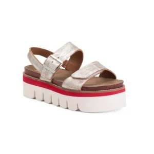 DIBA TRUE Silver Leather Roly Poly Sandals