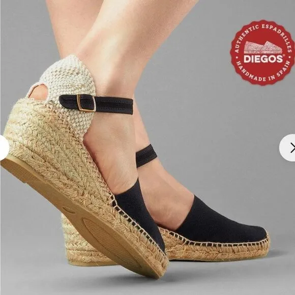 Diegos® Authentic black Carmen high wedge espadrilles | Hand made in Spain