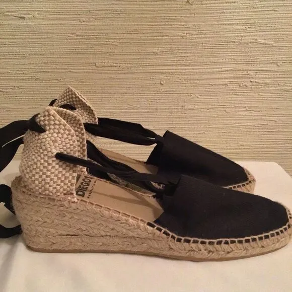 Diegos® Authentic black Carmen high wedge espadrilles | Hand made in Spain