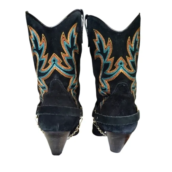Dingo &quot;Victoria&quot; Western Boots Featuring all Over Suede and Unique turquo. 10M.