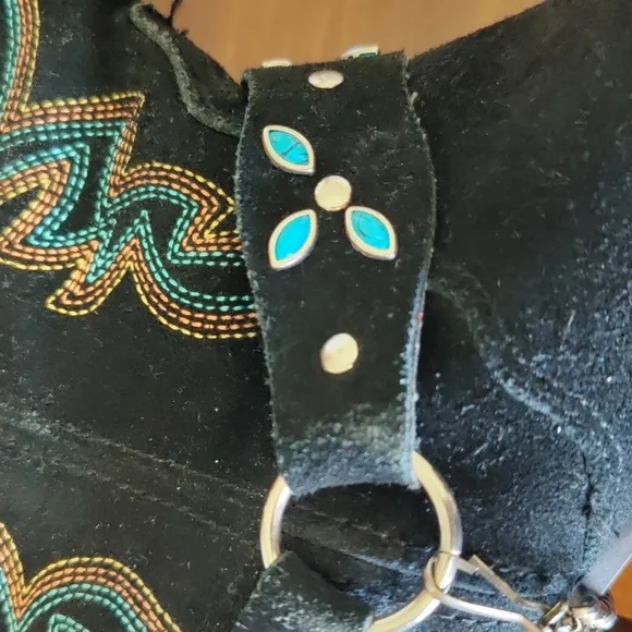 Dingo &quot;Victoria&quot; Western Boots Featuring all Over Suede and Unique turquo. 10M.