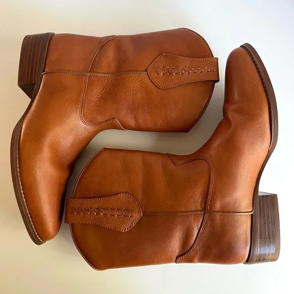 Dingo Lefty Camel Cowboy Boots Men’s 8 Cognac Tan Leather Western Footwear