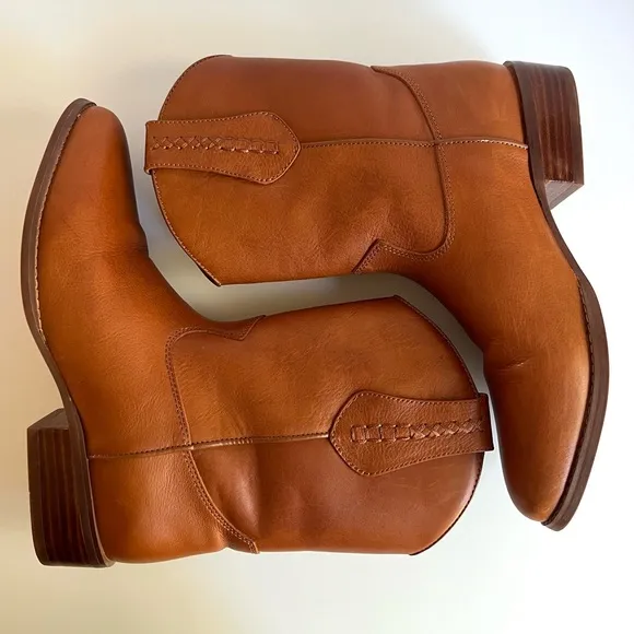 Dingo Lefty Camel Cowboy Boots Men’s 8 Cognac Tan Leather Western Footwear