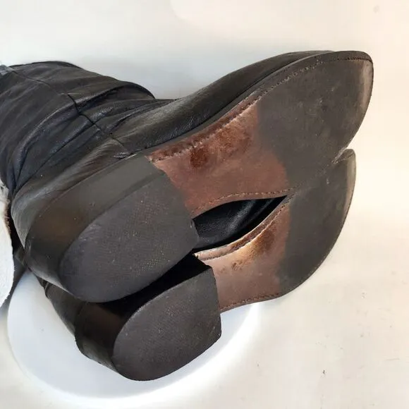 Dingo Mens Black Leather Pull On Metal Tip Cowboy Cowgirl Western Boots 10.5 D
