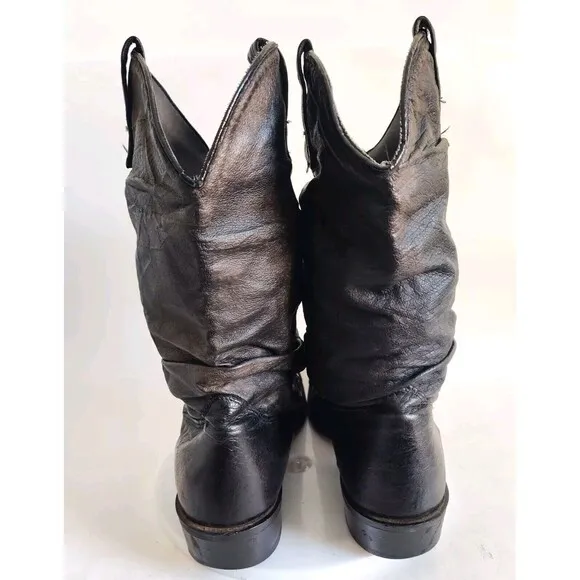 Dingo Mens Black Leather Pull On Metal Tip Cowboy Cowgirl Western Boots 10.5 D