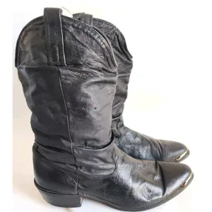 Dingo Mens Black Leather Pull On Metal Tip Cowboy Cowgirl Western Boots 10.5 D