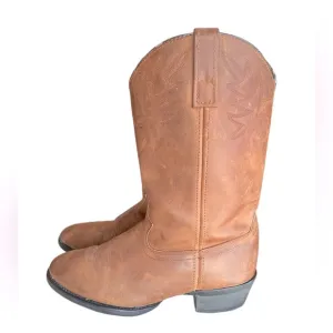 Dingo Men’s Pull On Cowboy Boots, Distressed Tan Leather, Size 8.5 Extra Wide