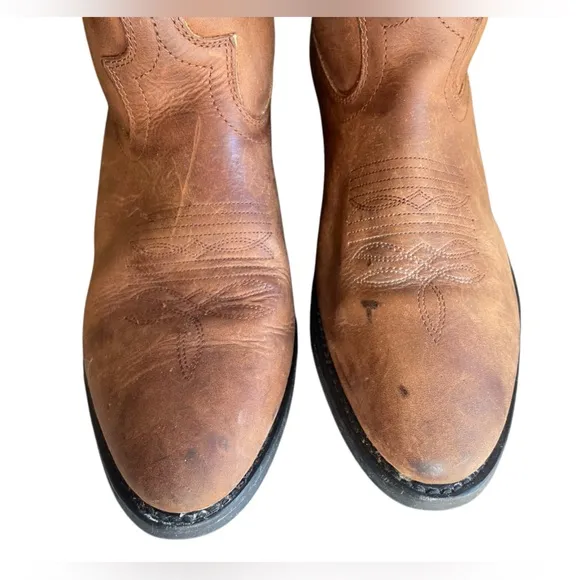 Dingo Men’s Pull On Cowboy Boots, Distressed Tan Leather, Size 8.5 Extra Wide