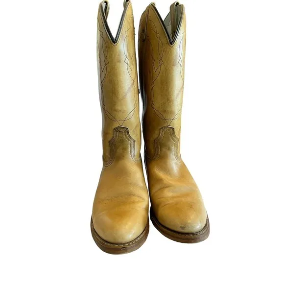 DINGO MENS VINTAGE COWBOY WESTERN BOOTS PULL ON BROWN MARBLE SZ 9E  #5942 SP06