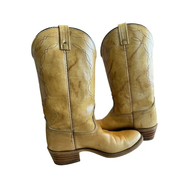 DINGO MENS VINTAGE COWBOY WESTERN BOOTS PULL ON BROWN MARBLE SZ 9E  #5942 SP06