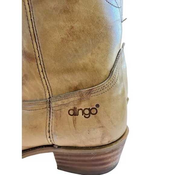 DINGO MENS VINTAGE COWBOY WESTERN BOOTS PULL ON BROWN MARBLE SZ 9E  #5942 SP06