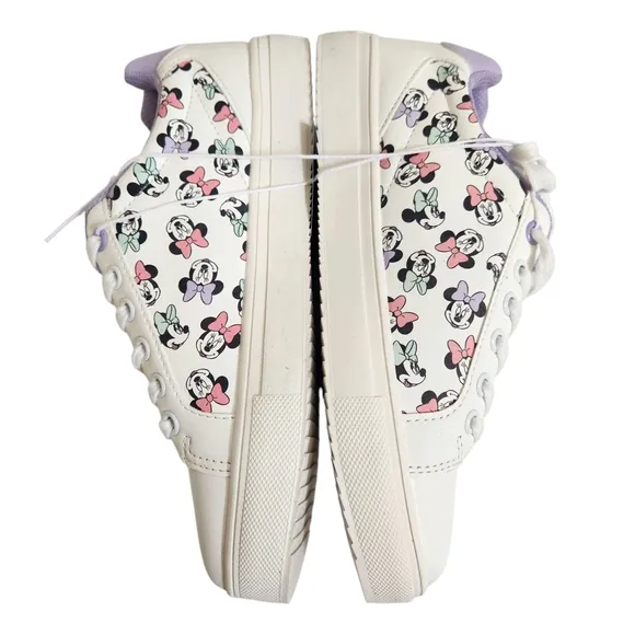 Disney Minnie Mouse White and Purple Sneakers with Chunky Platform Sole Size 7