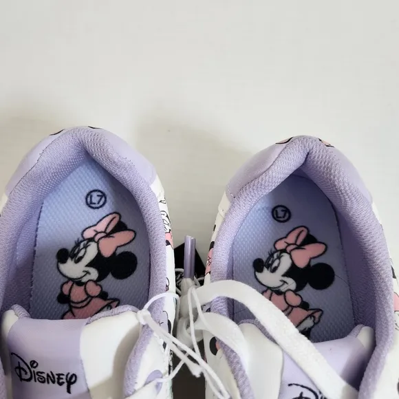 Disney Minnie Mouse White and Purple Sneakers with Chunky Platform Sole Size 7