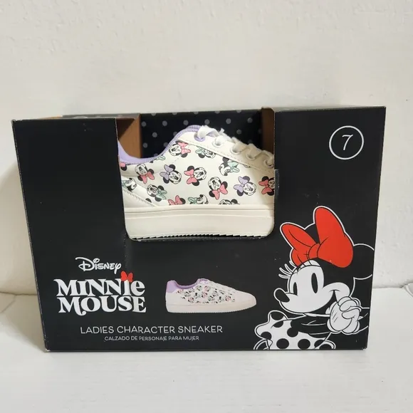 Disney Minnie Mouse White and Purple Sneakers with Chunky Platform Sole Size 7