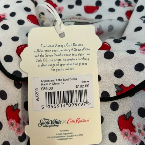 Disney x Cath Kidston Snow White Apple Polka Dot Dress NWT Size 12