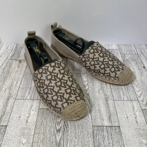 DKNY Mali Espadrille Slip On Flats Shoes Womens 8 Tan Leather Upper LOGO
