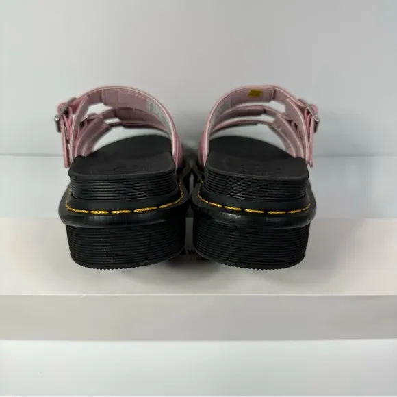 DOC BLAIRE LEATHER SLIDES SANDALS WOMENS SIZE 7 HORSESHOE BUCKLES 3 STRAP NEW