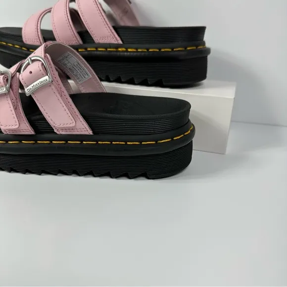 DOC BLAIRE LEATHER SLIDES SANDALS WOMENS SIZE 7 HORSESHOE BUCKLES 3 STRAP NEW