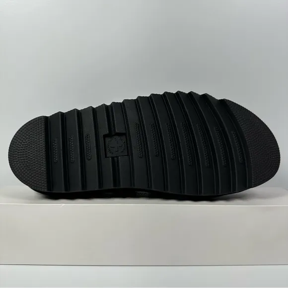 DOC BLAIRE LEATHER SLIDES SANDALS WOMENS SIZE 8 HORSESHOE BUCKLES 3 STRAP NEW