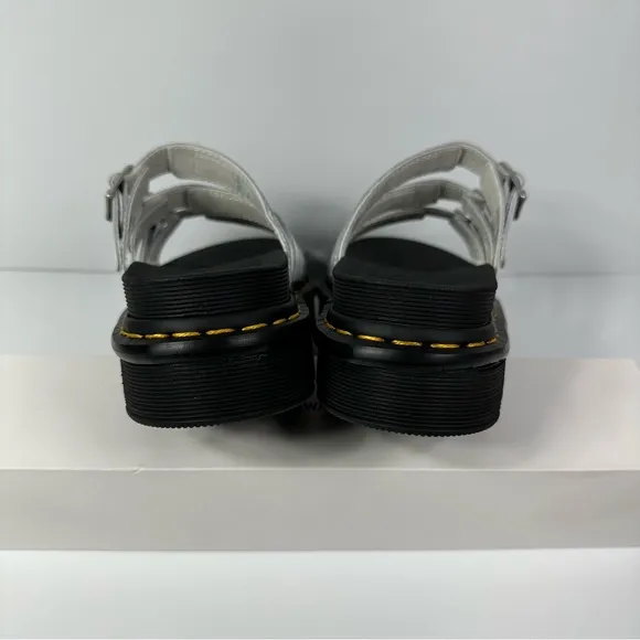 DOC BLAIRE LEATHER SLIDES SANDALS WOMENS SIZE 8 HORSESHOE BUCKLES 3 STRAP NEW