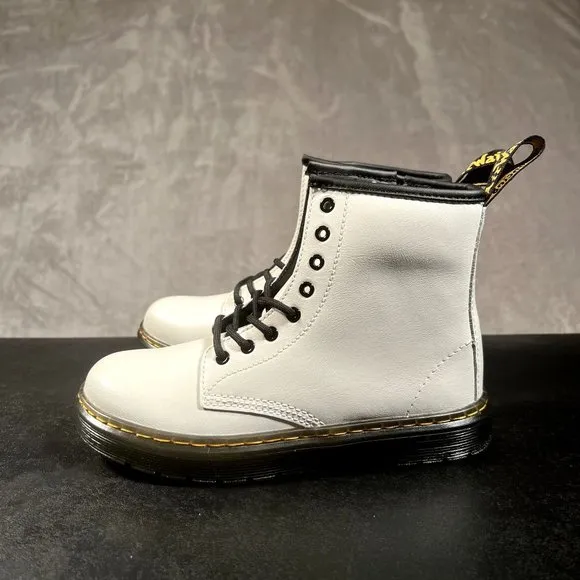 Doc Marten Zavala Junior Boots Youth 2Y White Black Boots