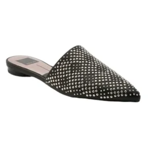 Dolce Vida New Elvah Black Leather and Silver Studded Flats Size 8.5