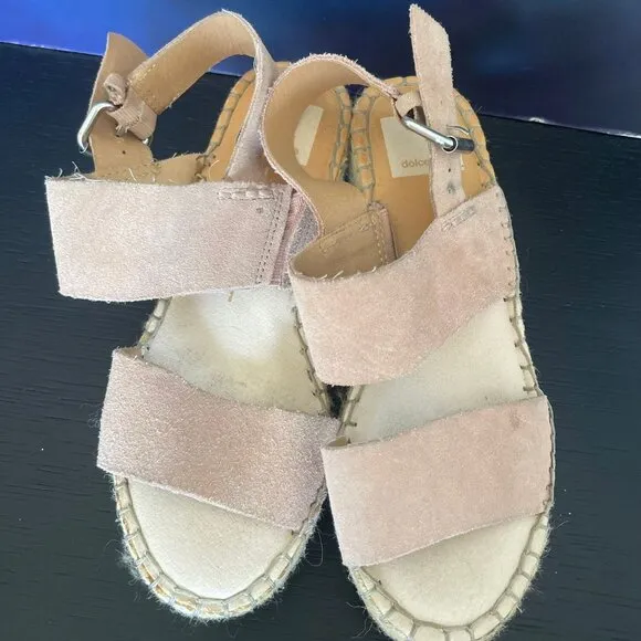 Dolce Vita Ankle Strap Espadrille Sandals in Pink Suede - Size 6