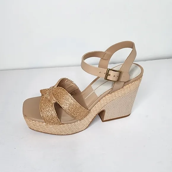 Dolce Vita Cale Womens Tan Woven Platform Sandals Size 8.5