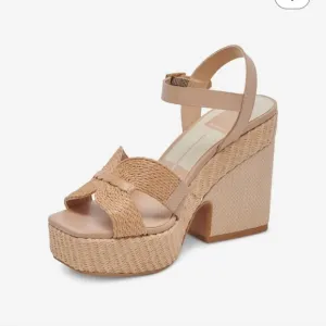 Dolce Vita Cale Womens Tan Woven Platform Sandals Size 8.5