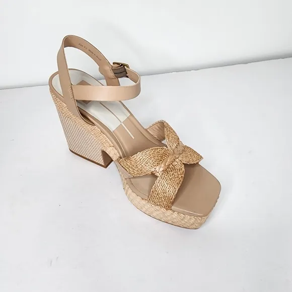 Dolce Vita Cale Womens Tan Woven Platform Sandals Size 8.5