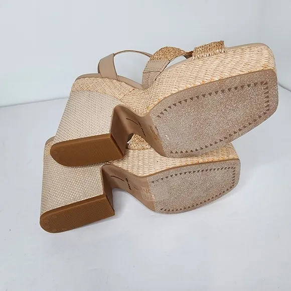 Dolce Vita Cale Womens Tan Woven Platform Sandals Size 8.5