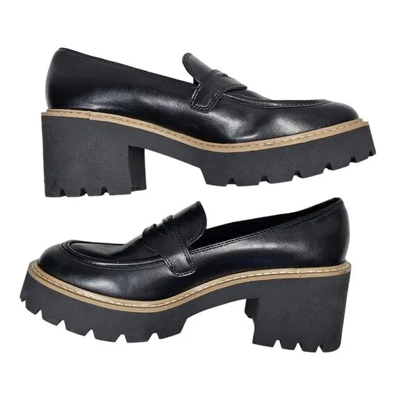 Dolce Vita DV Tammy Lug Heel Black Penny Loafers Size 10