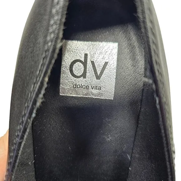 Dolce Vita DV Tammy Lug Heel Black Penny Loafers Size 10