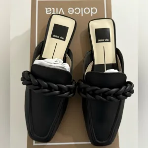 Dolce Vita NIB Chain Black Stella Gwena Mule Flats