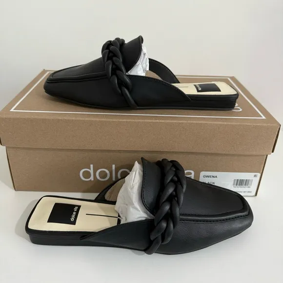 Dolce Vita NIB Chain Black Stella Gwena Mule Flats