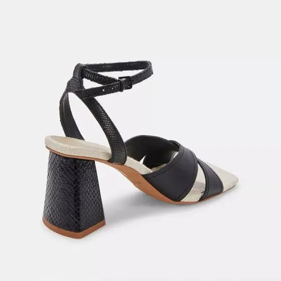 Dolce Vita Tiki Sandals Women's 6 Black Ankle Strap Square Toe Block Heel KHD691