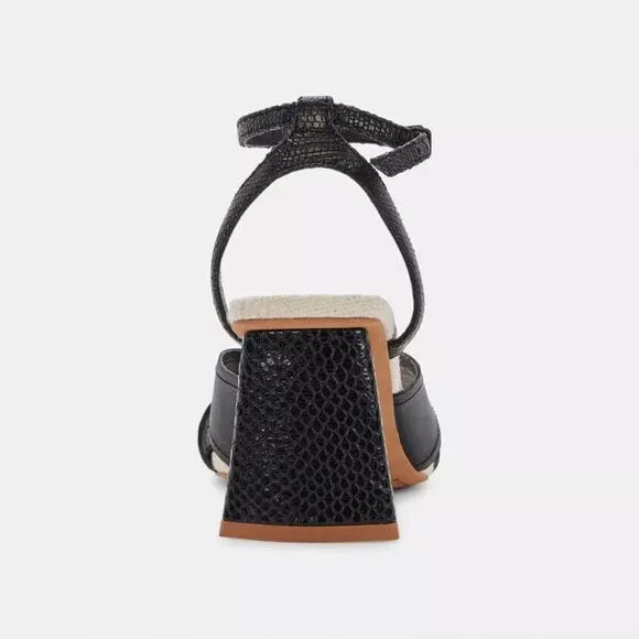 Dolce Vita Tiki Sandals Women's 6 Black Ankle Strap Square Toe Block Heel KHD691