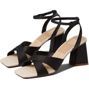 Dolce Vita Tiki Sandals Women's 6 Black Ankle Strap Square Toe Block Heel KHD691