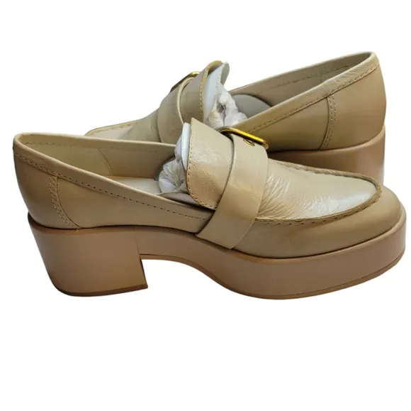 Dolce Vita Yonder Loafers Sesame Crinkle Patent Leather Size 7.5 Buckle Detail
