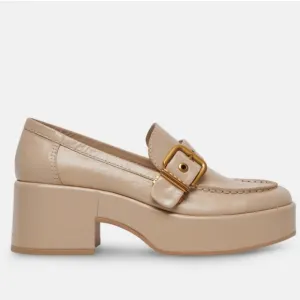Dolce Vita Yonder Loafers Sesame Crinkle Patent Leather Size 7.5 Buckle Detail
