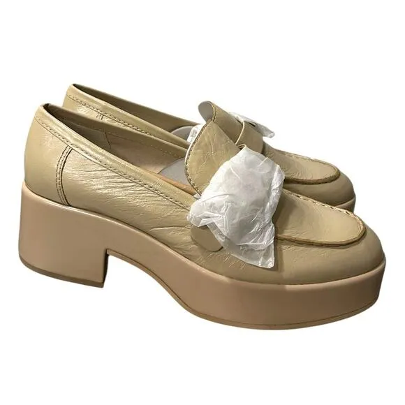 Dolce Vita Yonder Platform Loafer Women's Size 9.5 Sesame Crinkle Beige NEW