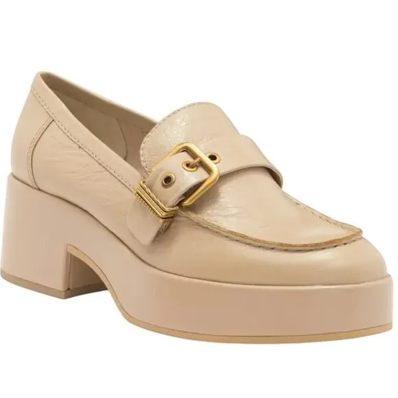 Dolce Vita Yonder Platform Loafer Women's Size 9.5 Sesame Crinkle Beige NEW