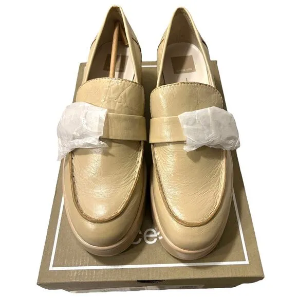 Dolce Vita Yonder Platform Loafer Women's Size 9.5 Sesame Crinkle Beige NEW