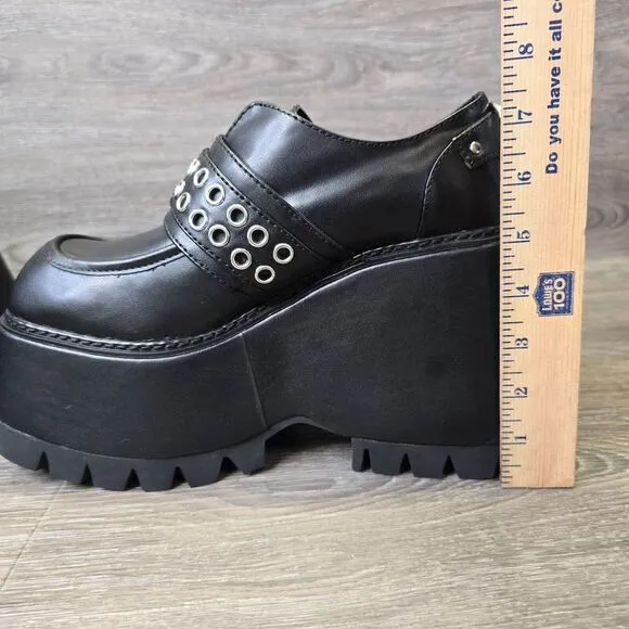 Dolls‎ Kill Current Mood Swear Word Platform Loafers Womens Sz 11 Goth Grunge